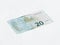One banknote worth 20 Euro isolated on a white background