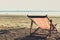 One Beach Chairs with sunset light single summer travel holiday concept