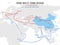 One belt - one road chinese modern silk road. Economic transport way on world map vector illustration