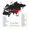 One Belt One Road new Silk Road concept. 21st-century connectivity and cooperation between Eurasian countries. Vector illustratio