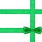 One big green bow knot on three silk ribbons