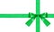 One big green bow-knot on two satin ribbons