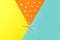 One big starfish on colorful background and many small sea shell on orange background. Top view. Summer time. Sea style.