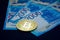 One bitcoin on new Russian 2000 rubles banknotes