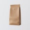 One Blank Painted Brown Paper Package Bulks Products Coffee Tea Isolated Empty Background.Clean Containers Mockup Ready