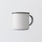 One Blank White Color Metal Coffee Mug Isolated Empty Background. Clean Enamel Cup Mockup Ready Corporate Design Message