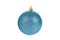 One blue glittered Christmas tree ball isolated on white background
