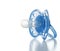 One blue plastic nipple pacifier soother isolated