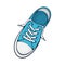 One blue textile sneaker with rubber toe and loose lacing