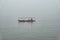 One Boat on beautfiul Xihu lakeWest Lake one of destination in china with foggy or mist