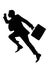 One business man jumping running silhouette