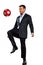 One business man playing juggling soccer ball