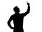 One business man pointing up surprised silhouette