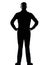 One business man standing hands on hips silhouette
