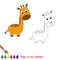 One cartoon giraffe to be colored