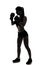 One caucasian woman boxing exercising in silhouette isolated on white background