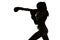 One caucasian woman boxing exercising in silhouette studio isola