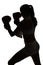 One caucasian woman boxing exercising in silhouette studio isola