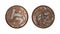 One cent brazilian real coin, front and back faces