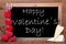 One Chalkbord, Red And Yellow Hearts, Happy Valentines Day