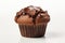 One chocolate muffin white background