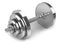 One chrome dumbbell isolated on a white background. 3d render. 3d illustration