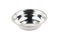 One circle glossy chrome metal empty bowl for cooking or care for pets for food or water isolated on white