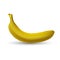 One colored realistic whole yellow color single banana with shadow on white background.