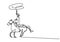 One continuous drawing line young man with a cowboy hat riding a horse. Senior men pose elegance on horseback minimalist concept