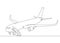 One continuous drawn single art line doodle drawing sketch cargo transport aircraft