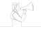 One continuous drawn single line art line character  megaphone