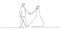 one continuous line art drawing of couple holding hands vector illustration minimalism style