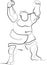 One continuous line art sumo fighter win pose victory champion conquest success