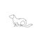 One continuous line drawing of adorable ferret for company logo identity. Sexually dimorphic predators mascot concept for pet