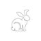 One continuous line drawing of adorable rabbit for animal lover club logo identity. Cute bunny animal mascot concept for kids doll