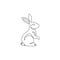 One continuous line drawing of adorable standing rabbit for animal lover club logo identity. Cute bunny animal mascot concept for