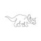 One continuous line drawing of adorable triceratops prehistory animal for logo identity. Dinosaurs mascot concept for prehistoric