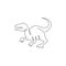 One continuous line drawing of aggressive predator velociraptor animal for logo identity. Raptor rex mascot concept for