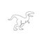 One continuous line drawing of aggressive raptor animal for logo identity. Dinosaurs mascot concept for prehistoric museum icon.