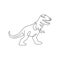 One continuous line drawing of aggressive t-rex prehistory animal for logo identity. Dinosaurs mascot concept for prehistoric