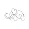 One continuous line drawing of big mammoth company logo identity. Prehistoric animal from ice age icon concept. Modern single line