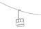 One continuous line drawing of cable car. Transportation to the mountain. Cable car or ropeway for on the way go to the ice