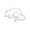 One continuous line drawing of cute adorable mouse for logo identity. Funny mice rodent animal mascot concept for pest control