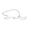 One continuous line drawing of cute beaver for logo identity. Funny adorable mammal animal mascot concept for national park icon.