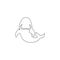 One continuous line drawing of cute dugong for aquatic logo identity. Egyptian marsa alam fish mascot concept for national