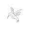 One continuous line drawing of cute hummingbird for company business logo identity. Little beauty bird mascot concept for