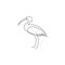One continuous line drawing of cute ibis for company logo identity. Long legged wading bird mascot concept for national zoo icon.