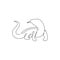 One continuous line drawing of dangerous komodo dragon for company logo identity. Wild protected reptile animal mascot concept for