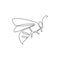 One continuous line drawing of elegant bee for company logo identity. Organic honey farm icon concept from insect wasp animal