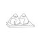 One continuous line drawing fresh delicious Japanese onigiri rice restaurant logo emblem. Sushi seafood cafe shop logotype